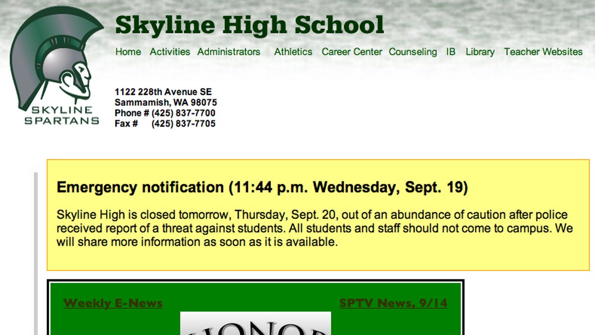 På skolans hemsida meddelas att de har stängt dagen efter